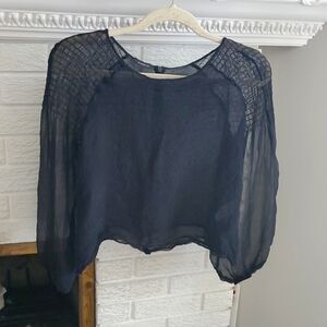 Women's Akris 100% SILK Cropped Black Blouse size M